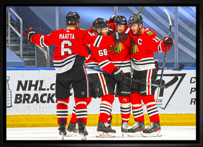 Chicago Blackhawks Framed 20x29 Goal Celebration Canvas - www.Shopthatapp.com