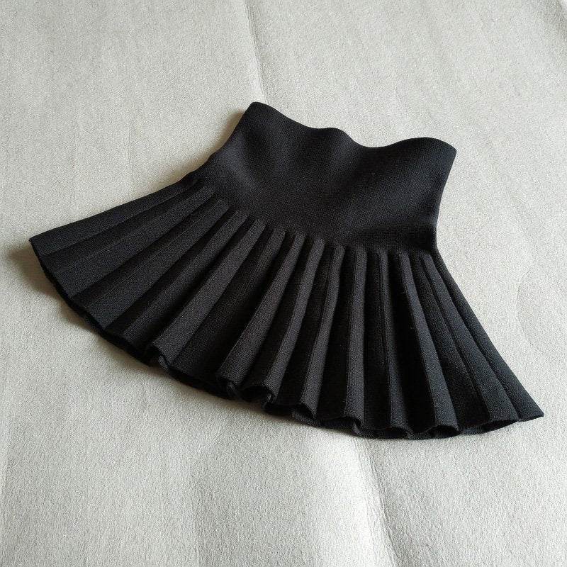 Girls Autumn Clothing Knitted Skirt High Waist Pleated Mini Skirt - www.Shopthatapp.com