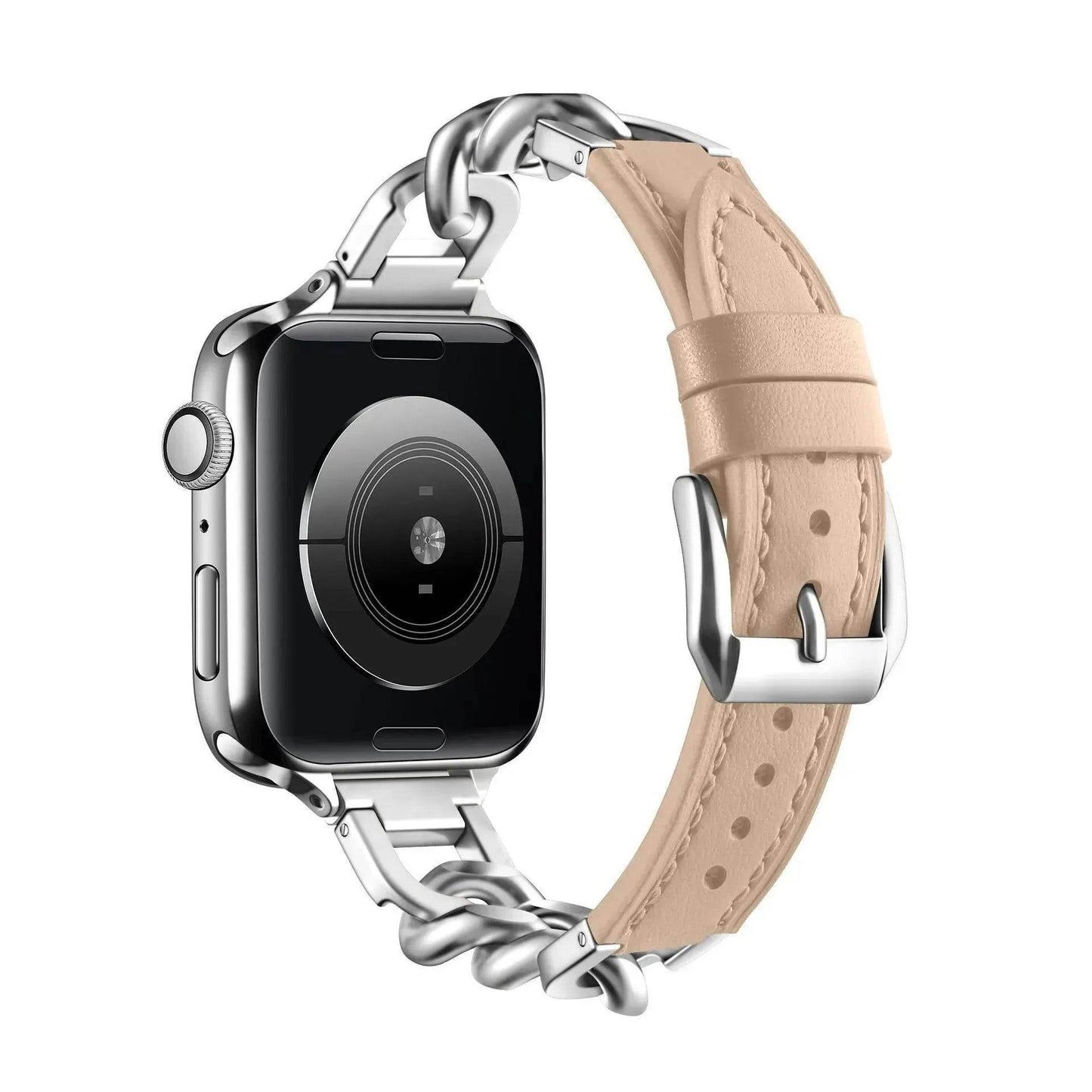 Women Leather and Stainless Steel Watch Strap for Apple  iwatch - www.Shopthatapp.com