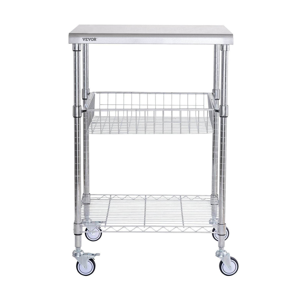 VEVOR 3-Tier Workbench Utility Cart for Kitchen Office - www.Shopthatapp.com