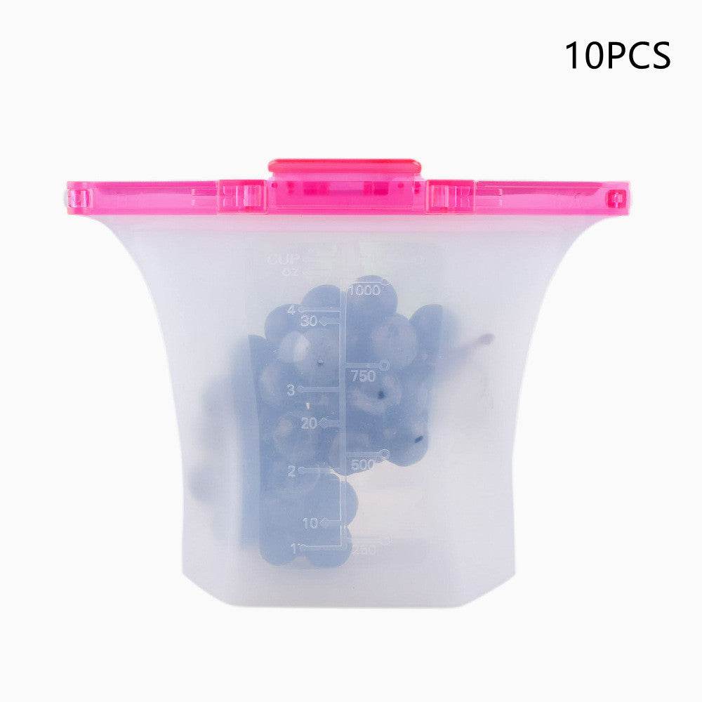 10pcs Kitchen Refrigerator Silicone Food Storage Bag - www.Shopthatapp.com