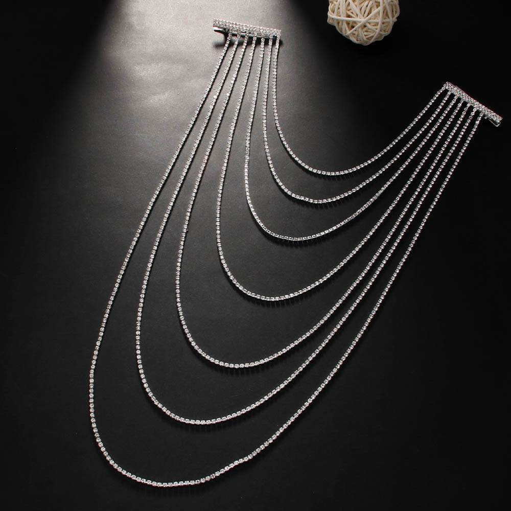 Multi layer Rhinestone Hair Chain Bridal Hair chain clip - www.Shopthatapp.com