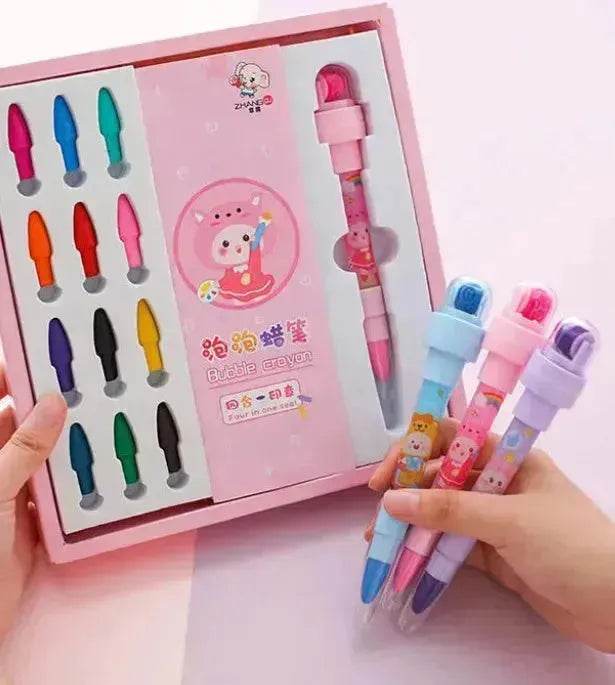 12 Color Bubble Crayon Painting Graffiti Seal for Children - www.Shopthatapp.com
