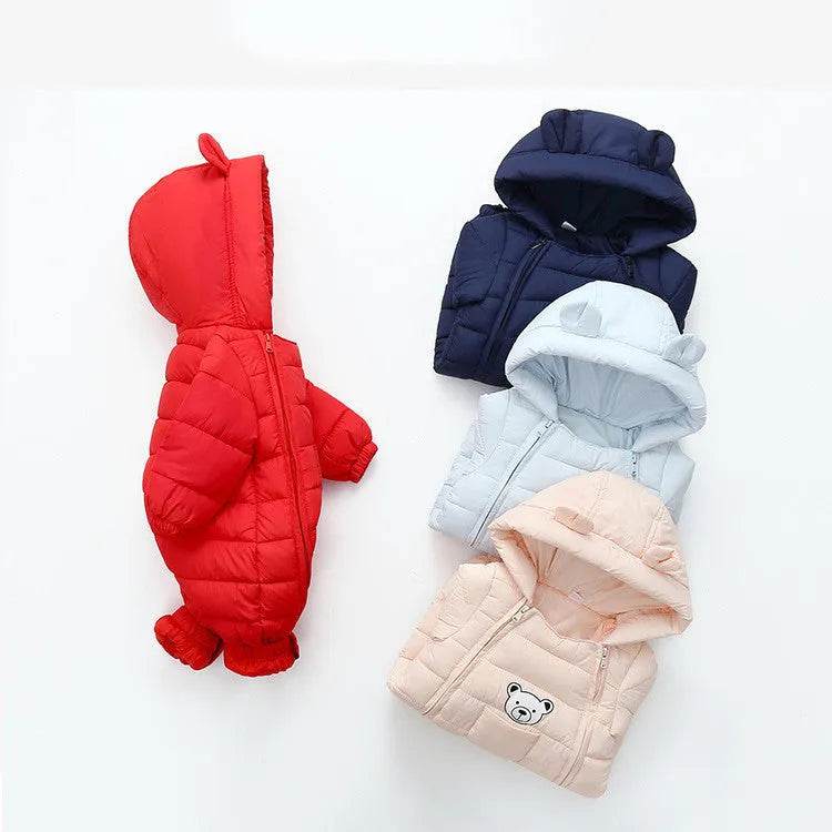 Infant Baby Puffer Hoodie Overall Romper Jumpsuit - www.Shopthatapp.com