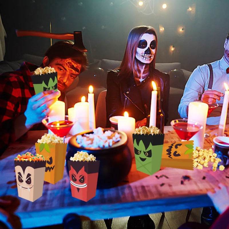 12 Pieces Halloween Popcorn Box Halloween Party Favor Snack Treat Boxes Candy Cookie Container Decorations Gifts For Popcorn Sales Halloween Party Favor Supplies - www.Shopthatapp.com