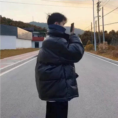 Winter Men's Down Cotton-padded Winter Coat Thick Black Puffer Jacket - www.Shopthatapp.com