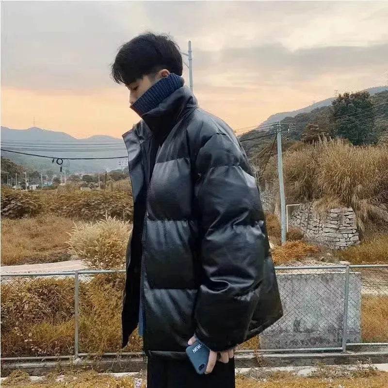 Winter Men's Down Cotton-padded Winter Coat Thick Black Puffer Jacket - www.Shopthatapp.com
