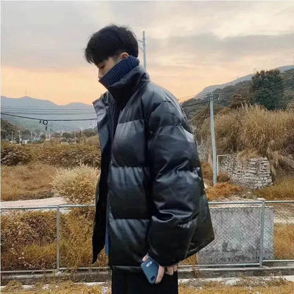 Winter Men's Down Cotton-padded Winter Coat Thick Black Puffer Jacket - www.Shopthatapp.com