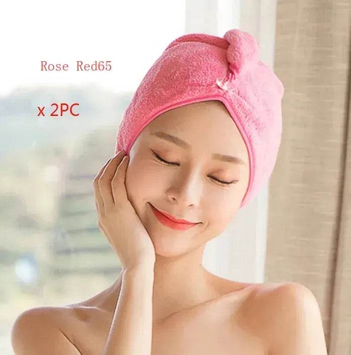 Women's Microfiber Hair Dryer Cap Absorbent Hair Towel.
