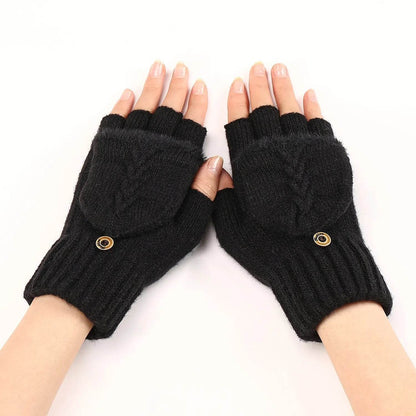 Wool Fingerless Gloves Women's Warm Fashionable Knitted Half Finger Oversleeves - www.Shopthatapp.com