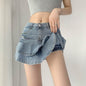 Women's White High Waist flared Mini  Denim Skirt golf skirt - www.Shopthatapp.com