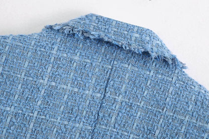 Retro loose suit tweed women's blazer jacket casual women streetwear - www.Shopthatapp.com
