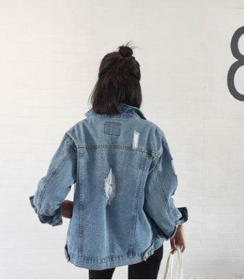 Unisex Casual Loose Wash Water Outwear Frayed Denim Jacket - www.Shopthatapp.com