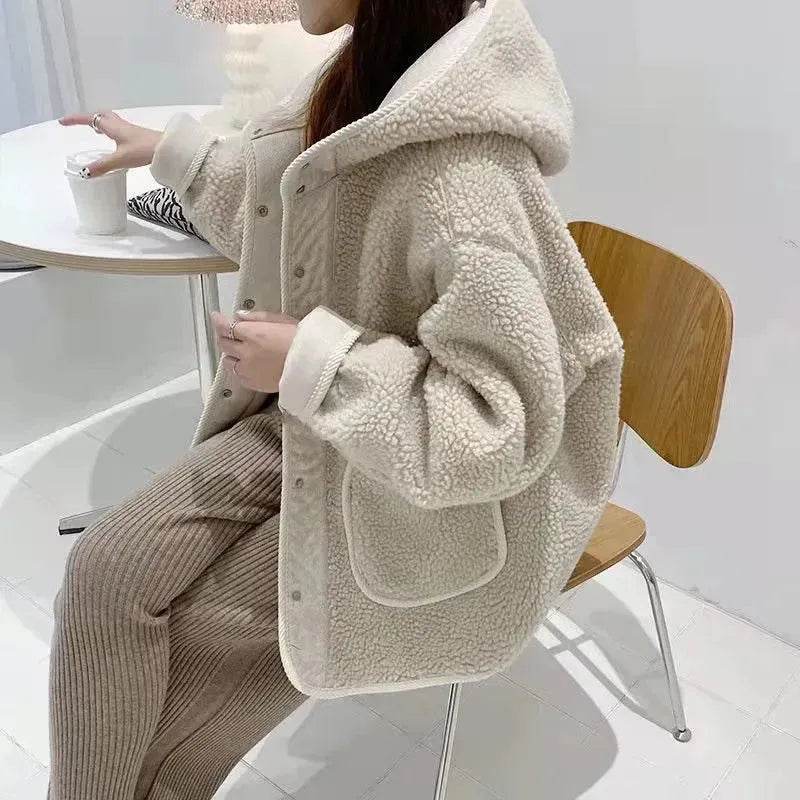 Thickened Woolen Hoodie Winter coat Fleece hooded Winter Jacket - www.Shopthatapp.com
