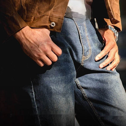Denim Cotton Men's Vintage Denim Washed Straight Jeans pant - www.Shopthatapp.com
