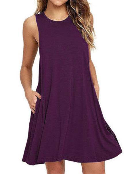 Casual Summer dress Women Pocket Dress Ladies beach mini dress
