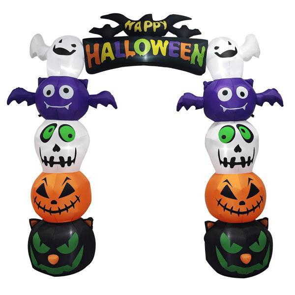 8.2ft Stacking Head Arch, 7pcs White LED Lights, Halloween Inflatable Decoration 12V - www.Shopthatapp.com