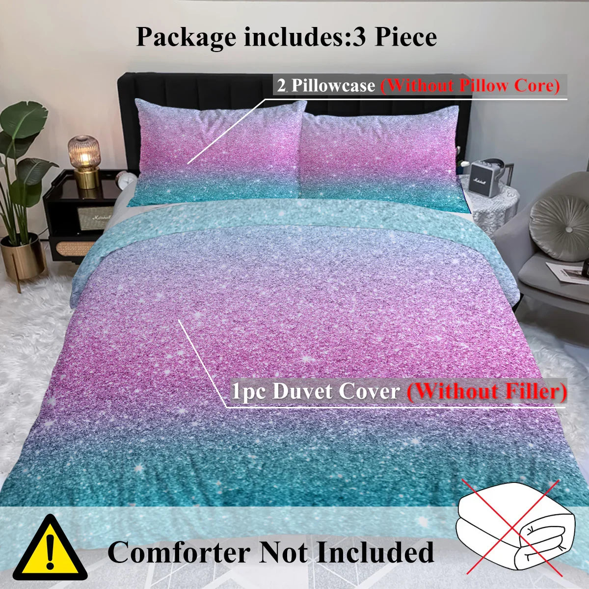 3PCS Ultra Soft Duvet Cover Set For Comforter Star Bedding Set Full Queen King Size - www.Shopthatapp.com