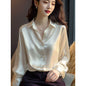 Professional Office Business Retro Unique Chic Satin Silk Blouse shirt Top for women - www.Shopthatapp.com