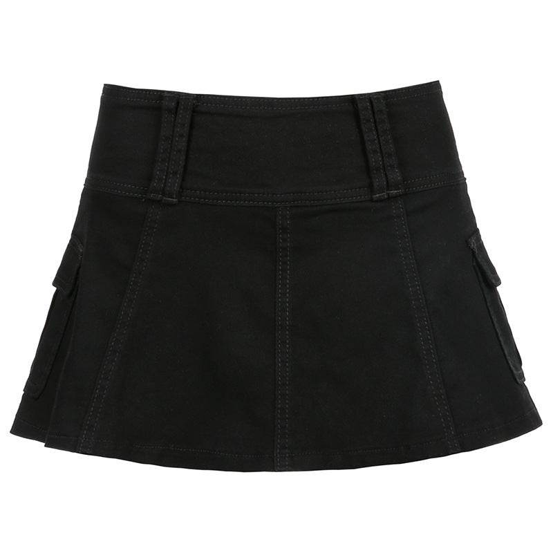 Solid White Black Denim Fashion Mini Skirt - www.Shopthatapp.com