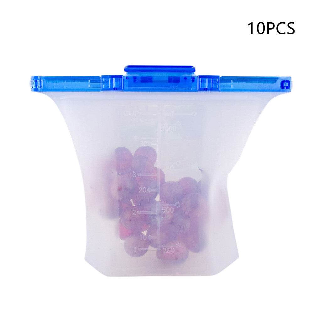 10pcs Kitchen Refrigerator Silicone Food Storage Bag - www.Shopthatapp.com
