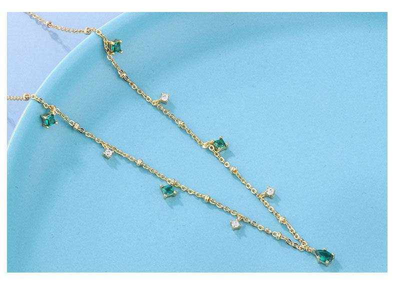 Generous water drop emerald zircon necklace - www.Shopthatapp.com