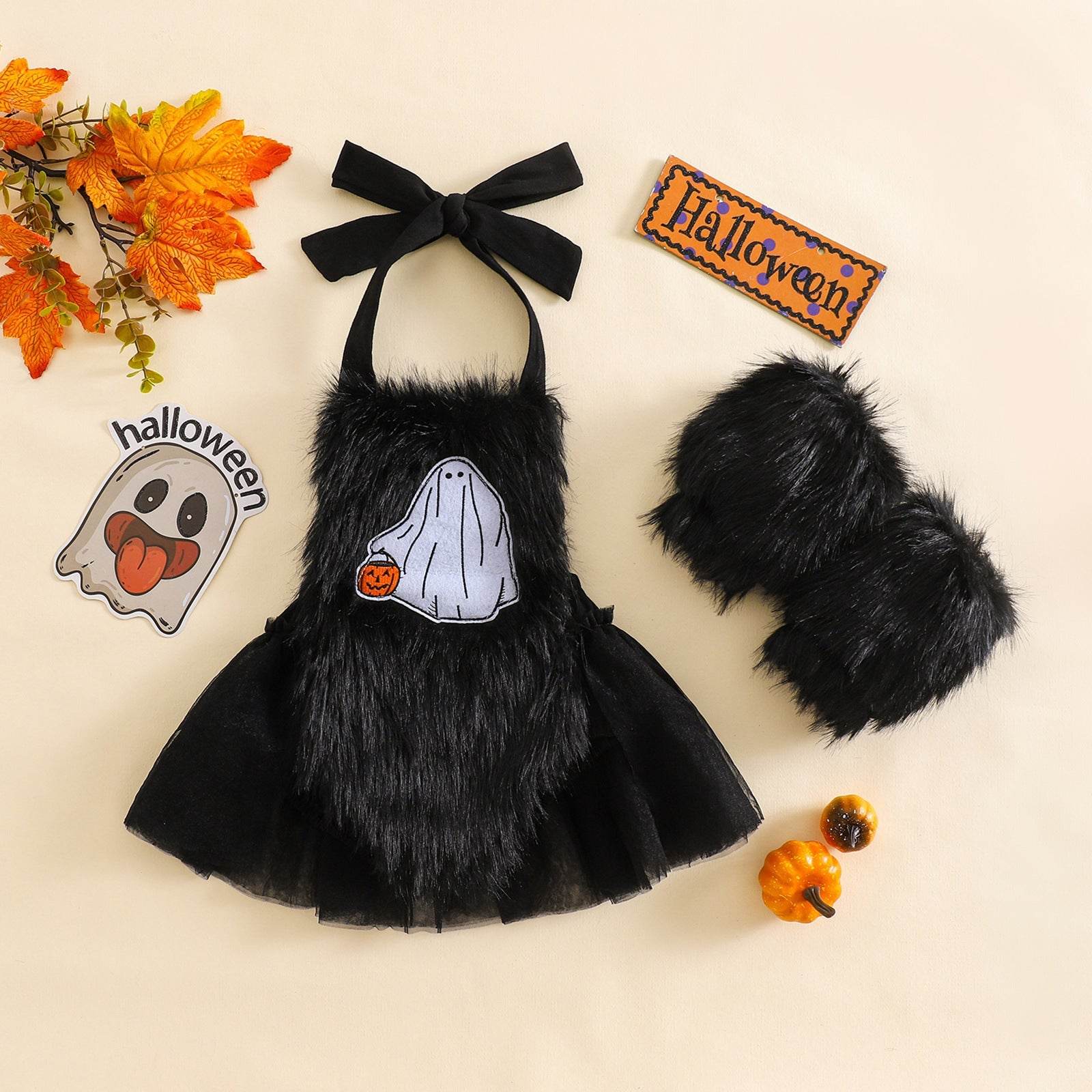 Halloween Children's Clothing Plush Girls' Cute Crawling Suit Two-piece Set - www.Shopthatapp.com