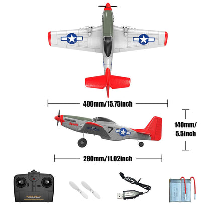 Mustang P51D 2CH Beginner RC Airplane with Gyro Stabilizer for Kids - www.Shopthatapp.com