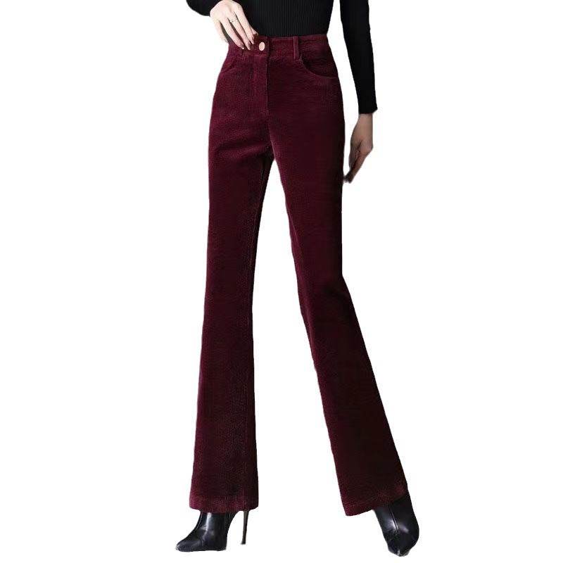 High-grade Bootcut Trousers Women's Corduroy Flared Pants Draping Effect - www.Shopthatapp.com