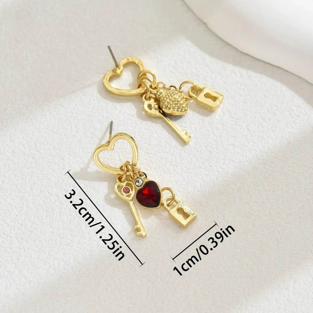 Simple Love Female Diamond Lock-shaped Special-interest Earrings - www.Shopthatapp.com