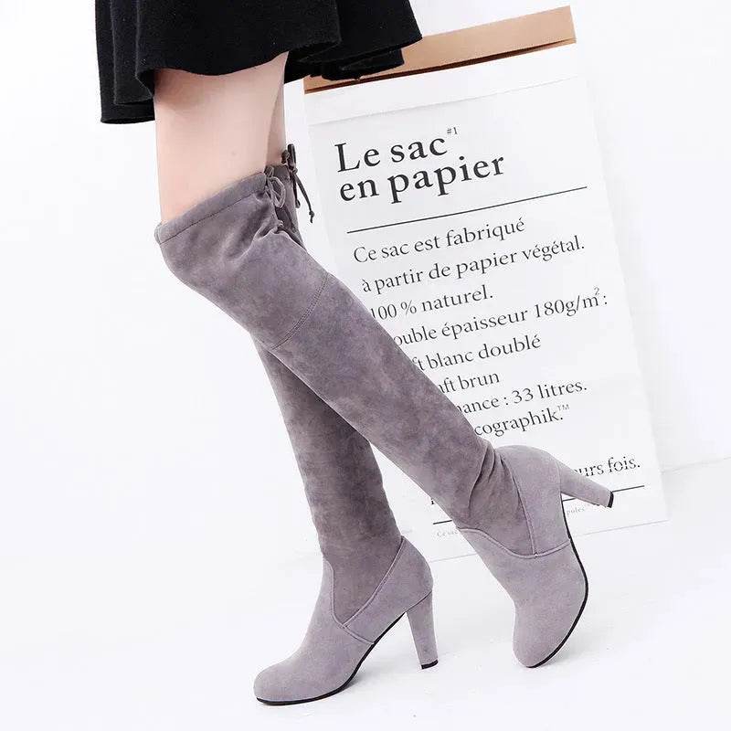 Black Knee High Boots For Women Shoes High Heel Long Boots - www.Shopthatapp.com