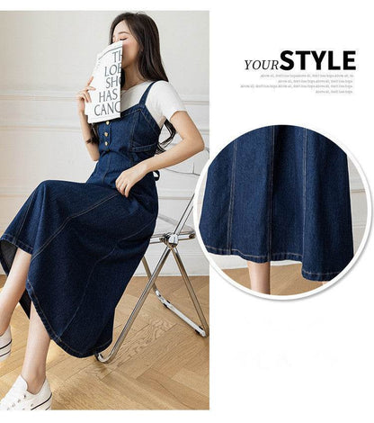 Spring And Autumn New Korean Style Casual All-matching Jeans Suspender Dress - www.Shopthatapp.com
