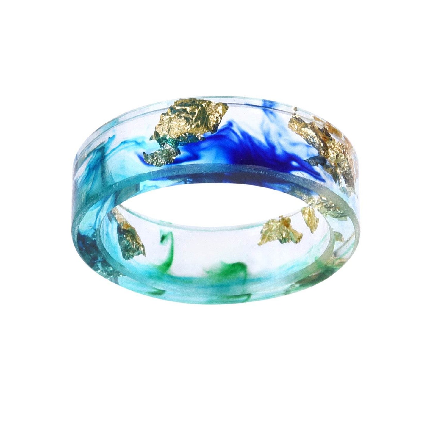 New dried flower resin ring Sen Xiao small  handmade flower gold foil color Epoxy ring - www.Shopthatapp.com