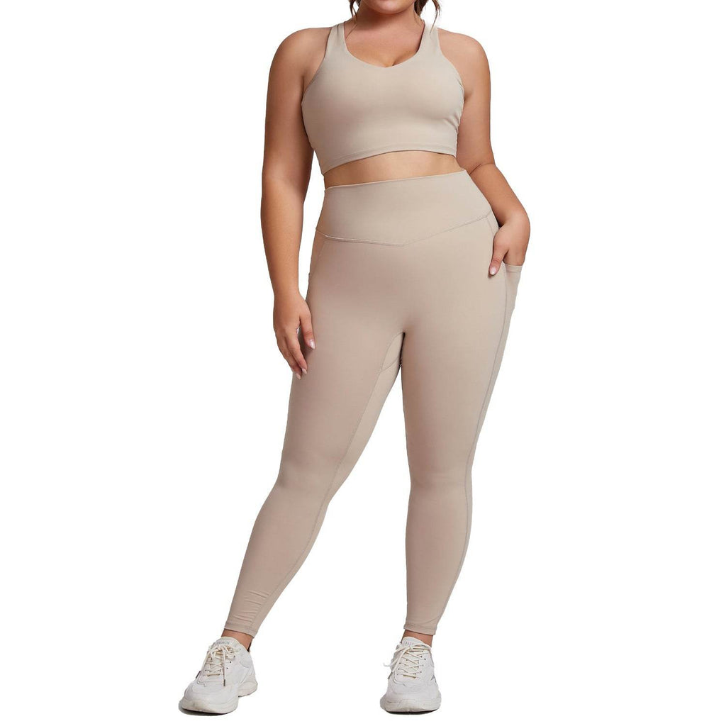 Plus Size Women Sports Workout Gym - Sleeveless Crop and Pant - www.Shopthatapp.com