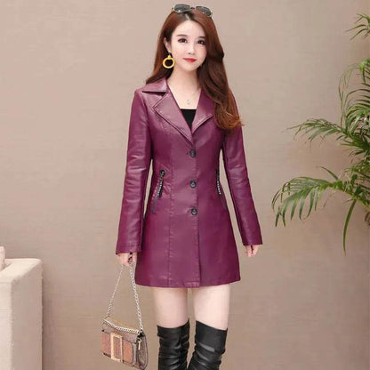 Elegant Fashion Slim fit Long Sleeve Leather Mini Blazer Dress - www.Shopthatapp.com