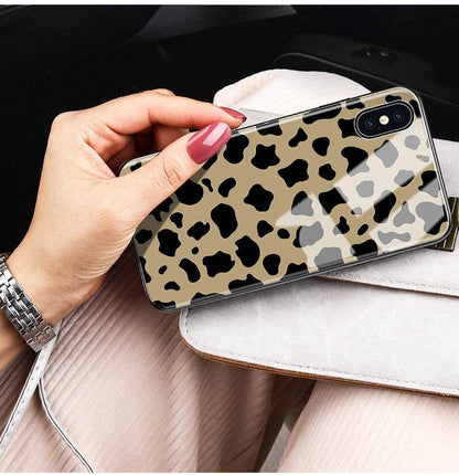 Luxury Leopard Tempered Glass Mirror iphone Case - www.Shopthatapp.com