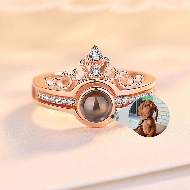 Custom Pet Photo Tiara Crown Ring