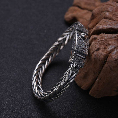 925 Sterling Silver Jewelry Men's Braided Rattan Bracelet - www.Shopthatapp.com