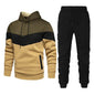 2pcs Winter Fashion Stitching Suit Outdoors Sports Suit Men's Sweatsuit Hoodie Outfit set - www.Shopthatapp.com