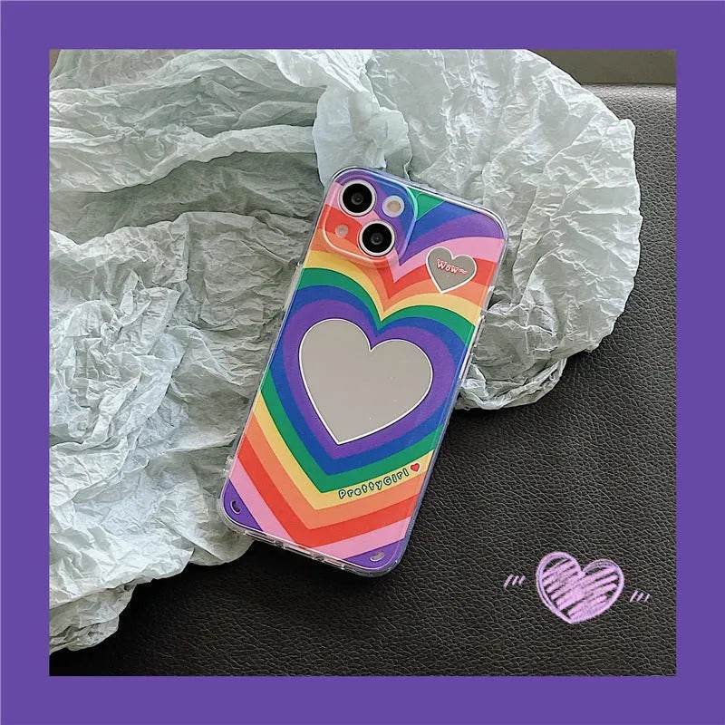 Rainbow Love Mirror Silicone Phone Case - www.Shopthatapp.com