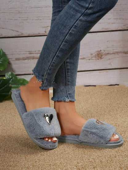 Fluffy Slipper Fall Winter Warm Home Fur Furry Slippers Women Plush Shoes Indoor House Fuzzy Flip Flops Female Padded Fleece Living Bedroom - www.Shopthatapp.com