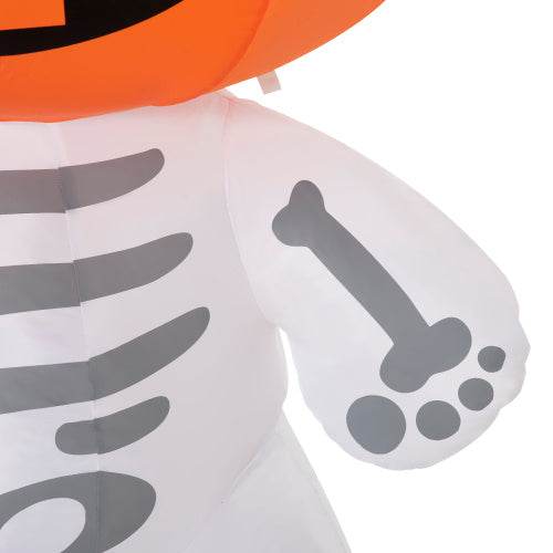 6ft Halloween Inflatables Outdoor Decorations, Smiling Skeleton Ghost With Pumpkin Head, Blow Up LED Yard Decor For Garden, Lawn, Party, Holiday, Waterproof - www.Shopthatapp.com
