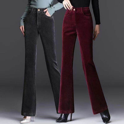 High-grade Bootcut Trousers Women's Corduroy Flared Pants Draping Effect - www.Shopthatapp.com