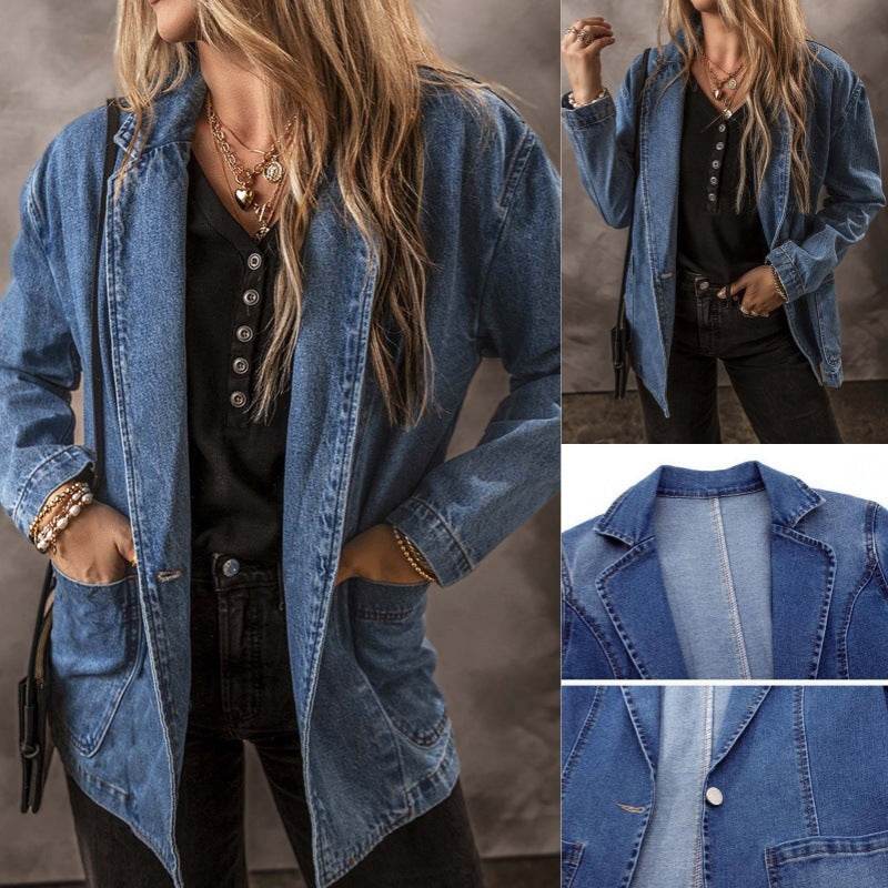 Jacket for Women – Classic Blue Denim Regular Fit - www.Shopthatapp.com