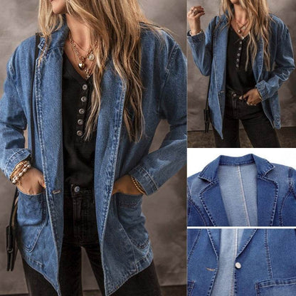 Jacket for Women – Classic Blue Denim Regular Fit - www.Shopthatapp.com