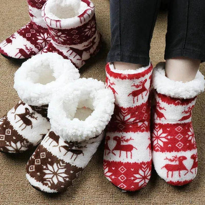 Christmas Elk Floor Shoes Indoor Socks Shoes Warm Plush House Slippers - www.Shopthatapp.com