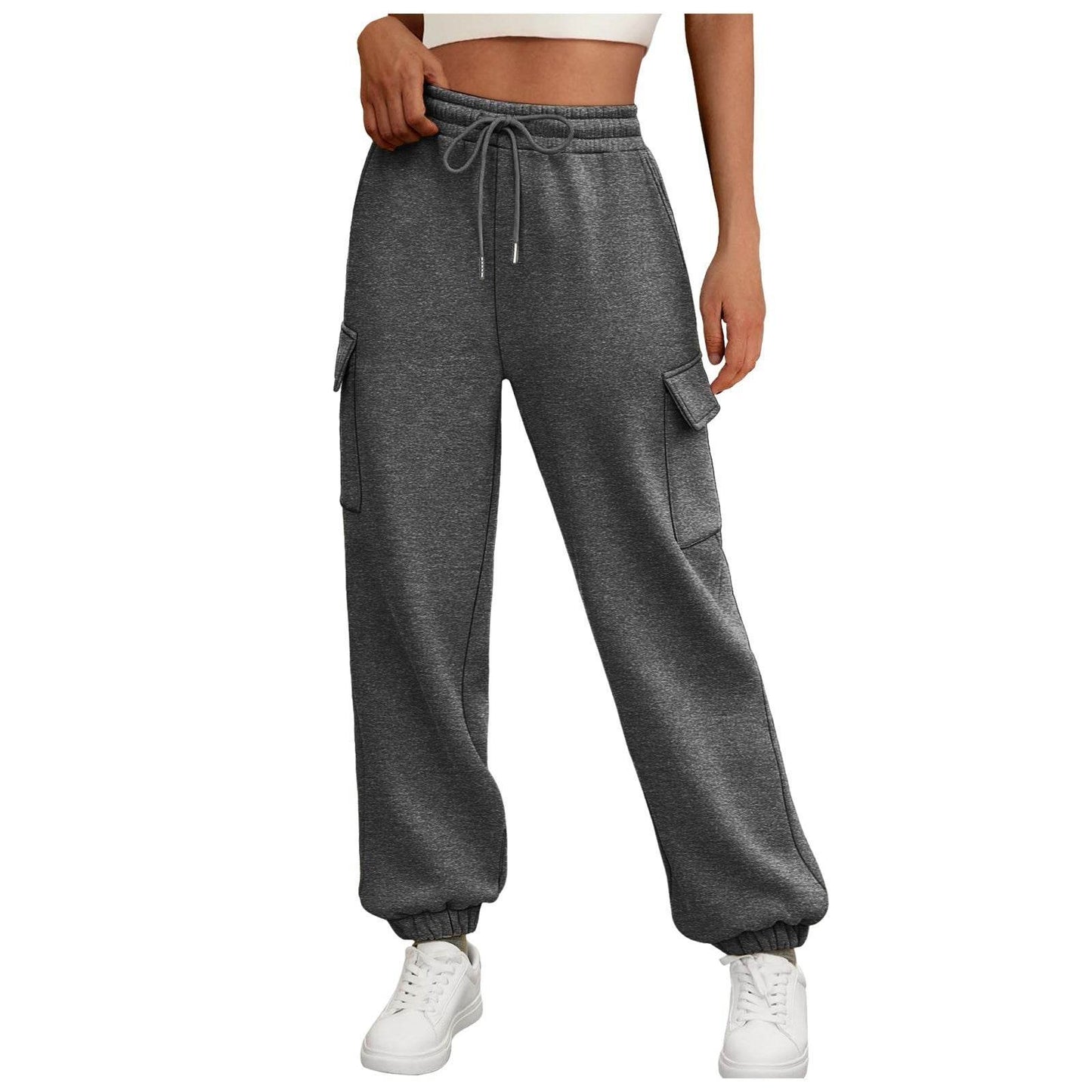 Women's Sweatpants Fleece Lined Baggy Athletic Jogger Trousers With Pockets Fall Casual Trendy Cargo Pants Fall Outfits - www.Shopthatapp.com
