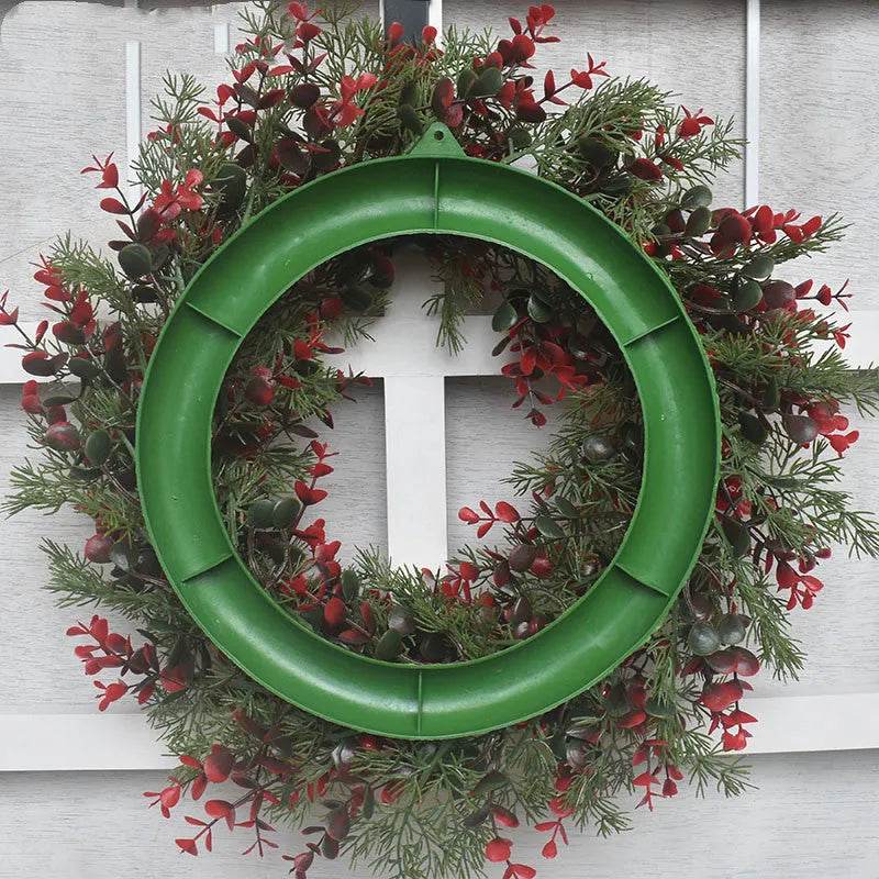 Artifical Cherry Pattern Wreaths Christmas Wreath Red Door Wreath Wall Hanging Garland Ornaments Rattan Circle Wall Decoration - www.Shopthatapp.com