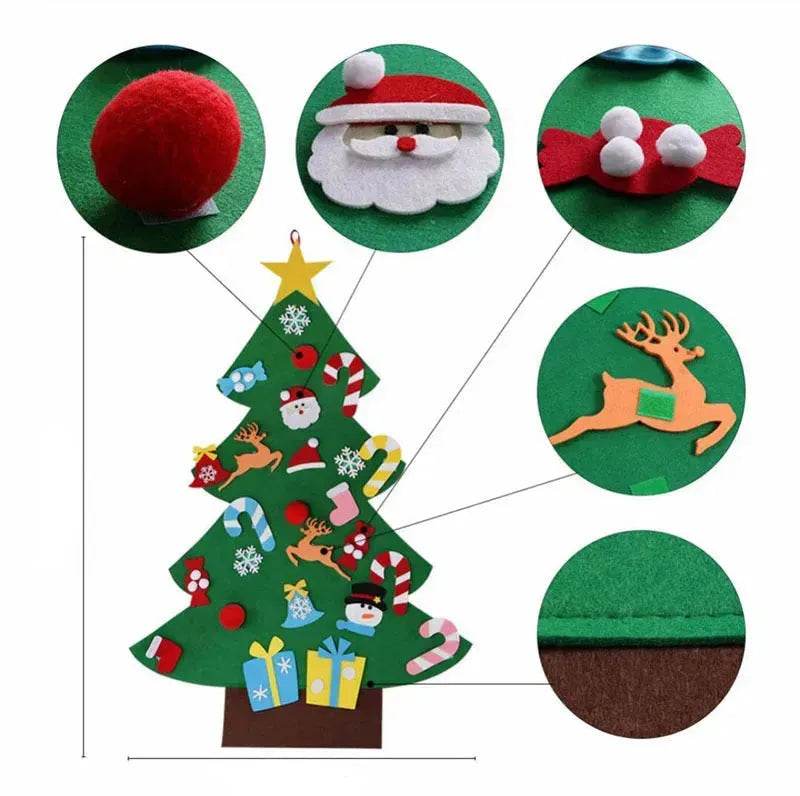 DIY Felt Christmas Tree New Year Toddler Kids Handmade Gift Toys Door Wall Hanging Ornaments Holiday Party Home Decor Set - www.Shopthatapp.com