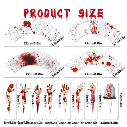 48Pcs Halloween Cupcake Toppers Wrappers Rip Kit Bloody Zombie Hand Cupcake Pick Decorations For Halloween Horror Movie Bloody Theme Birthday Party Cake Decorations Supplies - www.Shopthatapp.com #